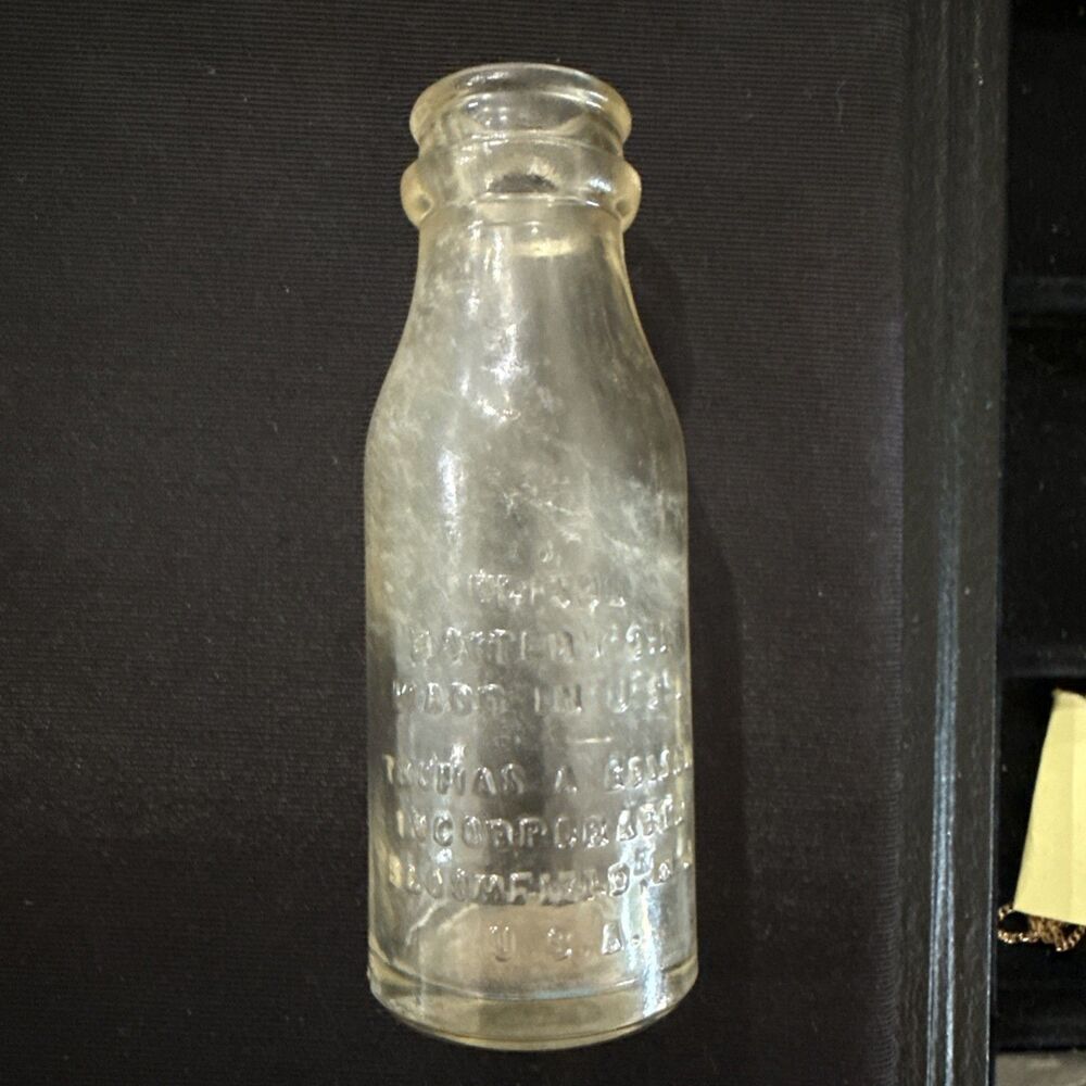 Vintage Edison Battery Oil Clear Glass Bottle Thomas A. Edison Bloomfield NJ 4"
